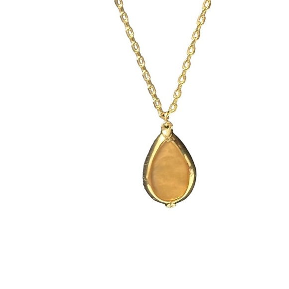 Anne Klein 2 Pendant Necklace Diamond Shape Rhinestone Tear Drop Citrine 17” NWT - Picture 4 of 10